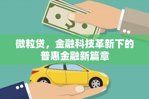 凤山微粒贷，金融科技革新下的普惠金融新篇章