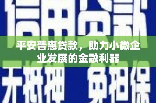 凤山平安普惠贷款，助力小微企业发展的金融利器