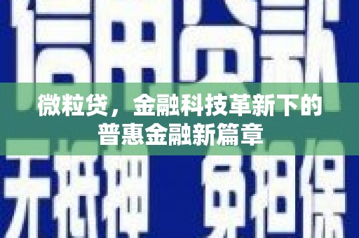 凤山微粒贷，金融科技革新下的普惠金融新篇章