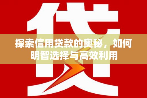 凤山探索信用贷款的奥秘，如何明智选择与高效利用
